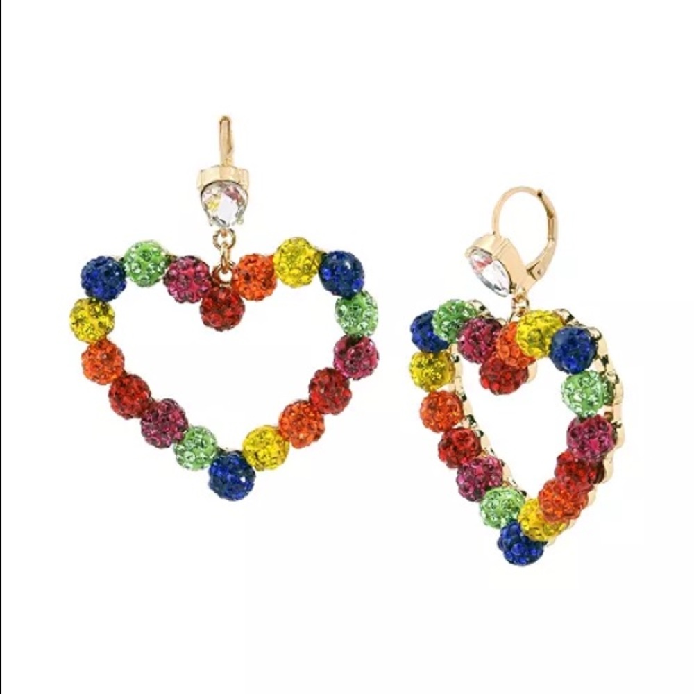 Betsey johnson stone fireball heart drop earrings